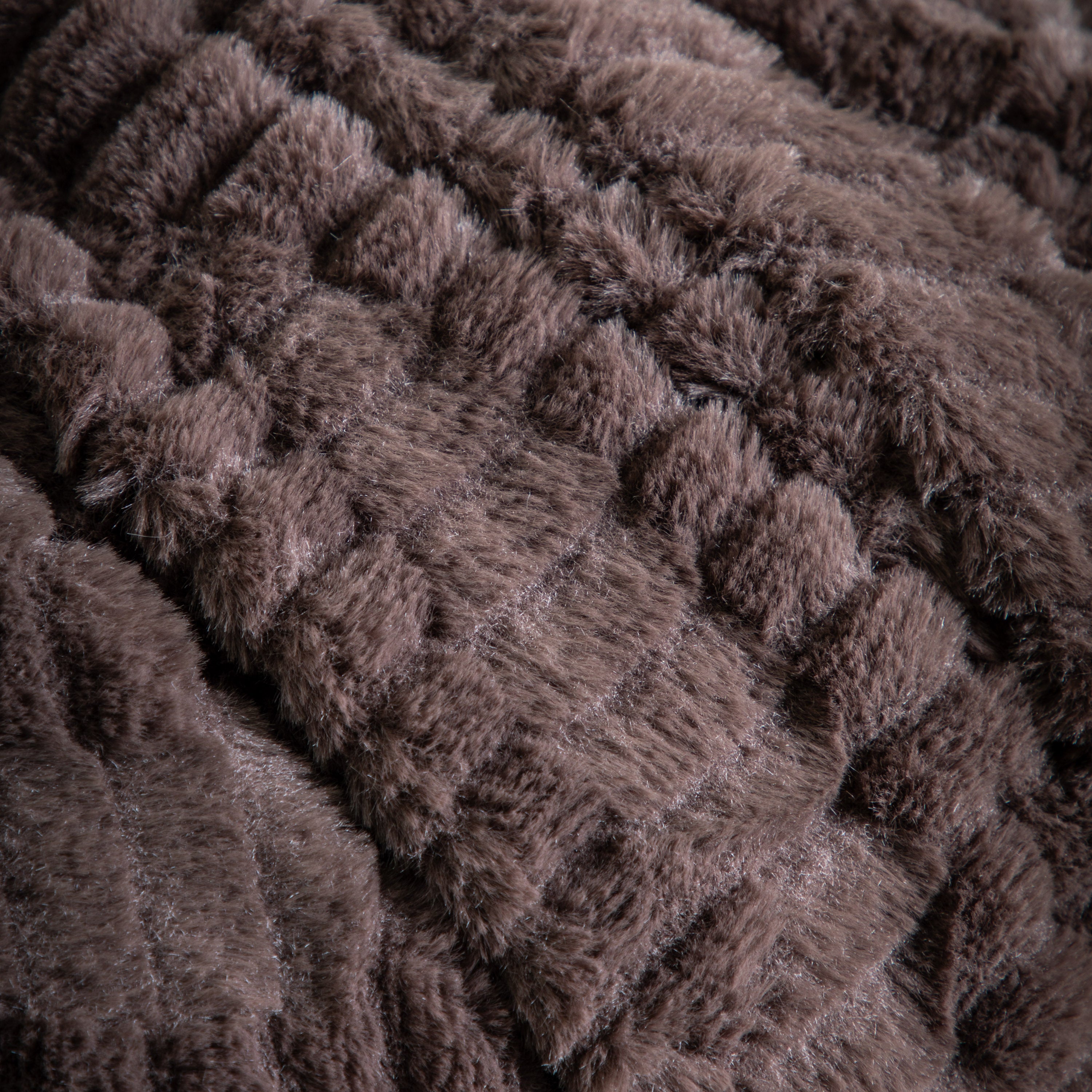 Textured Rabbit Faux Fur Brown Throw